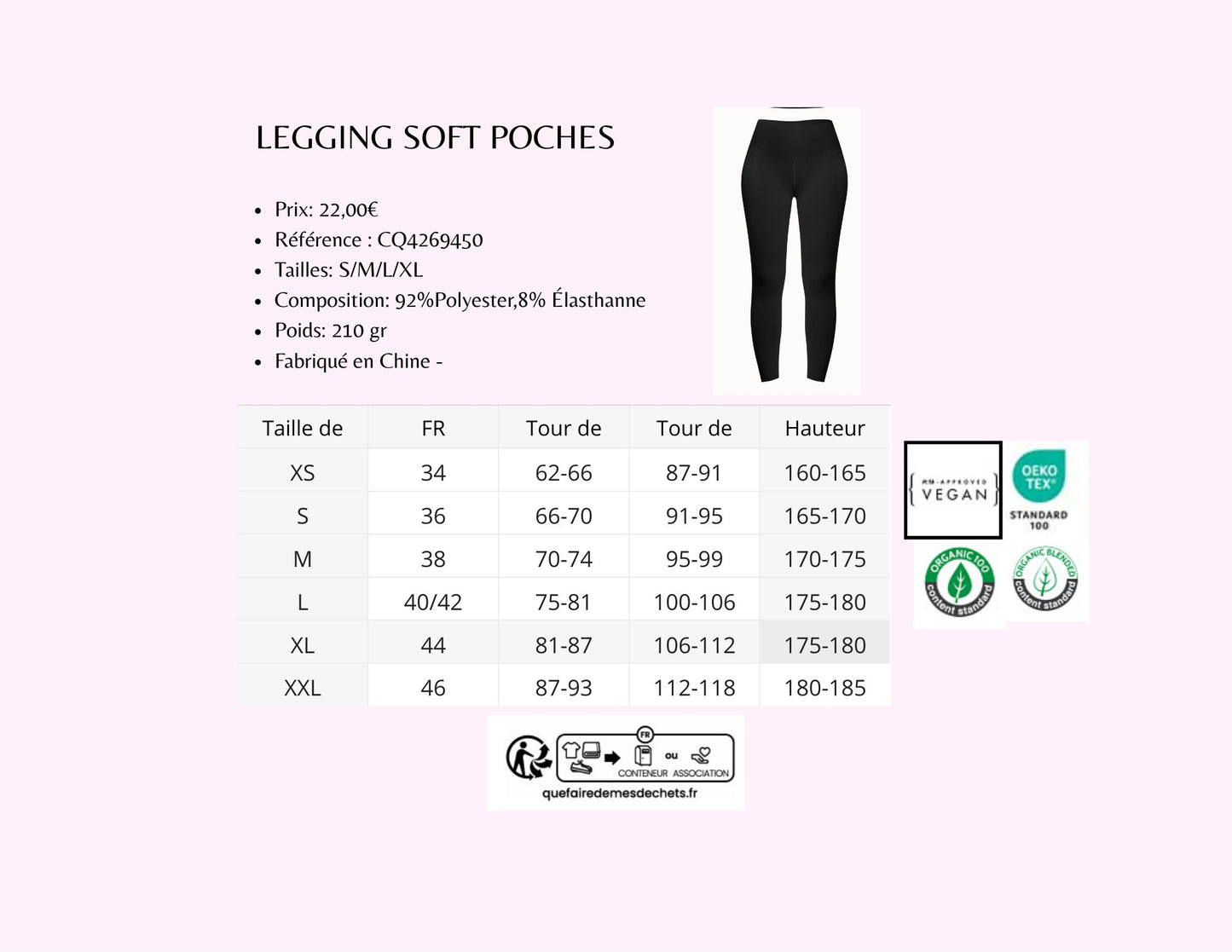 Femmes de pilotes - Legging noir en polyester et élasthanne, coupe moderne et douce pour le confort et la liberté de mouvement.