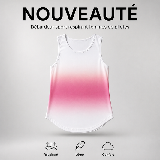 Débardeur Sport Respirant Femmes de Pilotes - dégradé blanc-rose