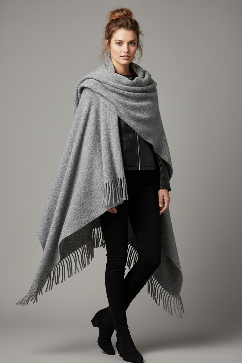 Blouson District avec poncho gris