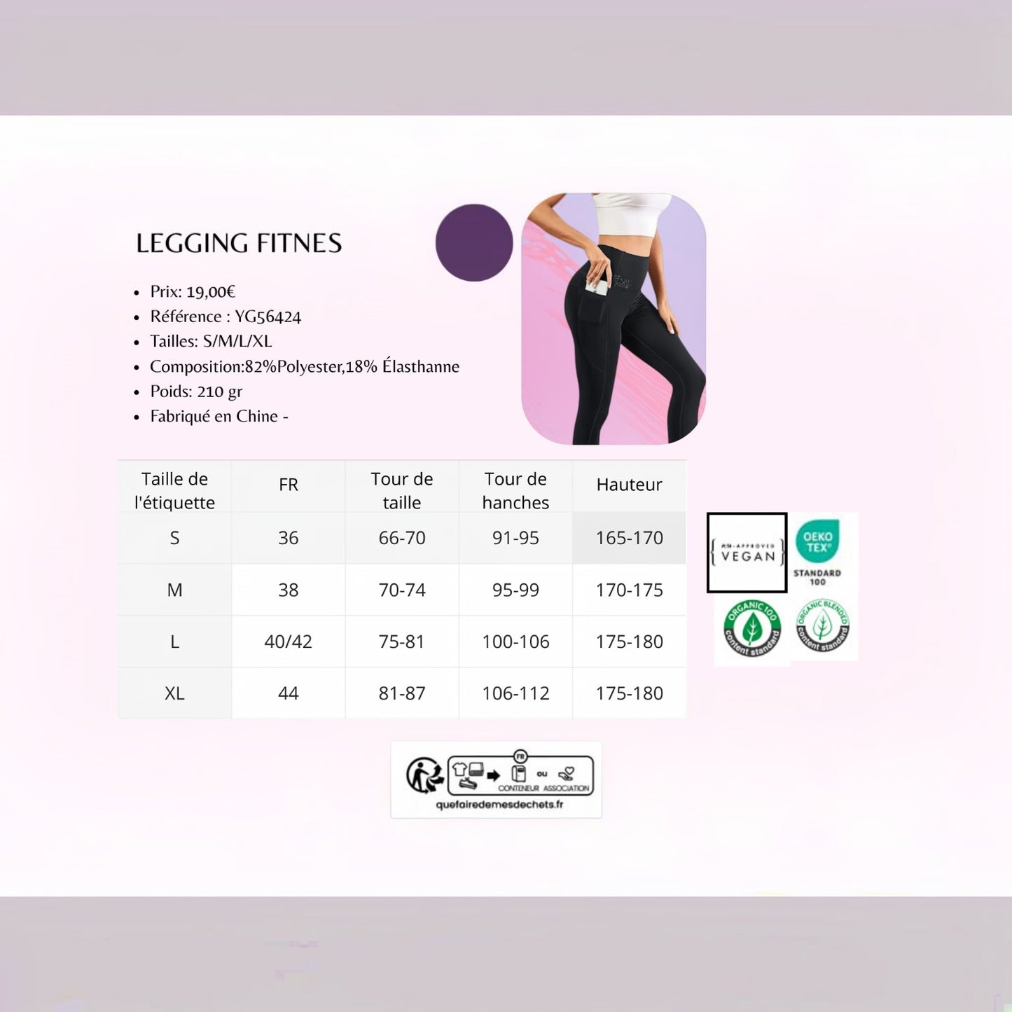 Femmes de pilotes legging fitness noir taille haute extensible avec poches latérales et tissu respirant.